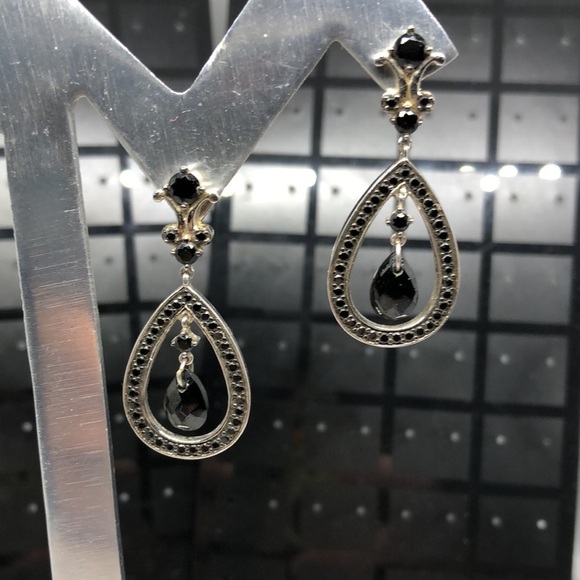 Chuck Clemency? sterling silver 925 dressy statement dangle drop earrings, mark. - Picture 6 of 7